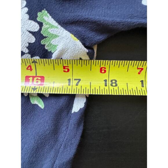 Ganni NWOT Silvery Crepe Twist Dress Daisy Flowy Mini Navy Blue White Size Small - Picture 11 of 12